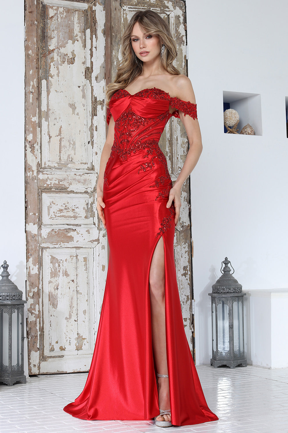 Long Formal Slit Corset Prom Dress Adora Design 3376 Rose / 10