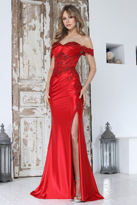 Long Formal Slit Corset Prom Dress Adora Design 3376