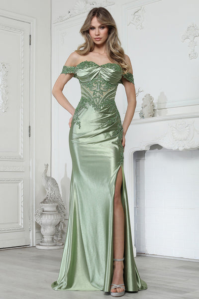 Long Formal Slit Corset Prom Dress Adora Design 3376