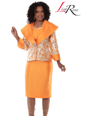 Dramatic Shawl Collar Floral Brocade Rhinestone 3/4 Sleeve Peplum Church Suit by Tesoro Moda 3379