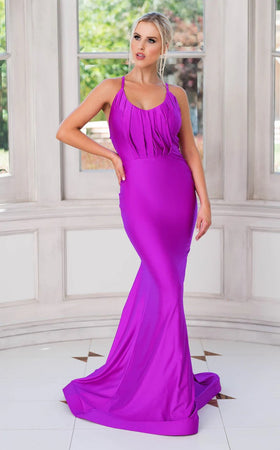 Jessica Angel JA337 Spaghetti Strap Fitted Open Back Ruched Jersey Dress