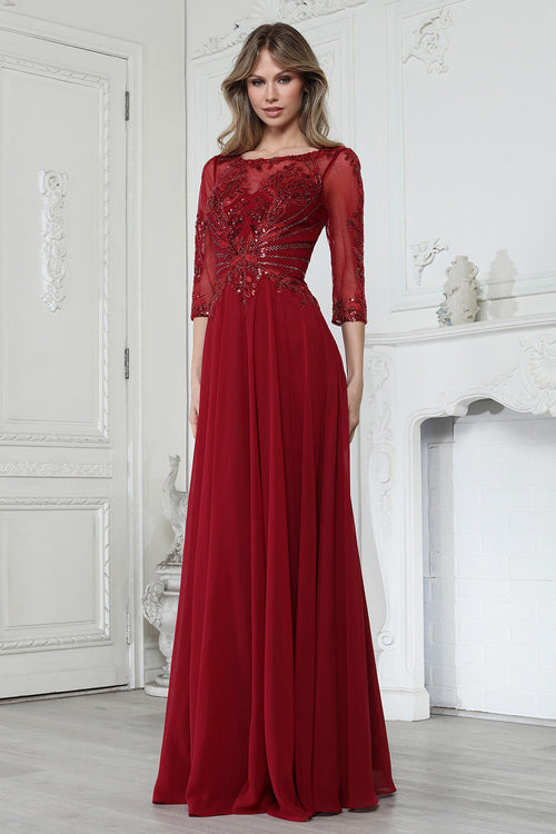 Mother of the Bride Dresses Long Formal Beaded Mother of the Bride Dress Adora Design 3382 Burgundy