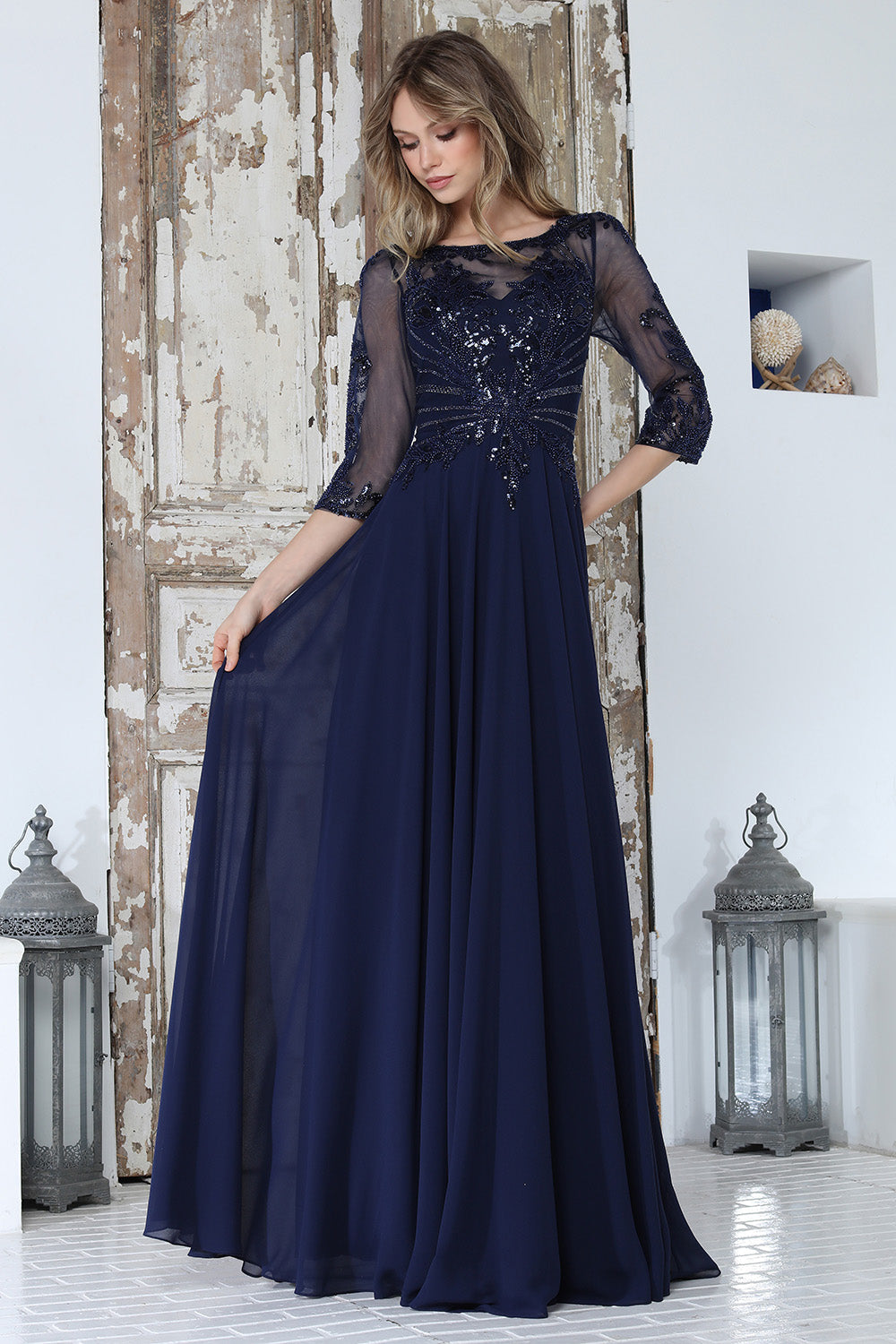 Long Formal Beaded Mother of the Bride Dress Adora Design 3382