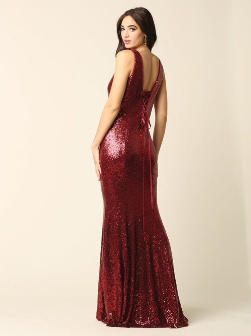 Eva USA 3384 Long Fitted Formal Sleeveless Prom Dress