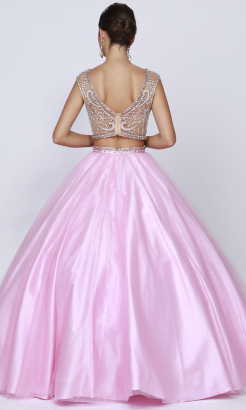 Juliet 338 Beaded Illusion Bateau Satin Ball Dress