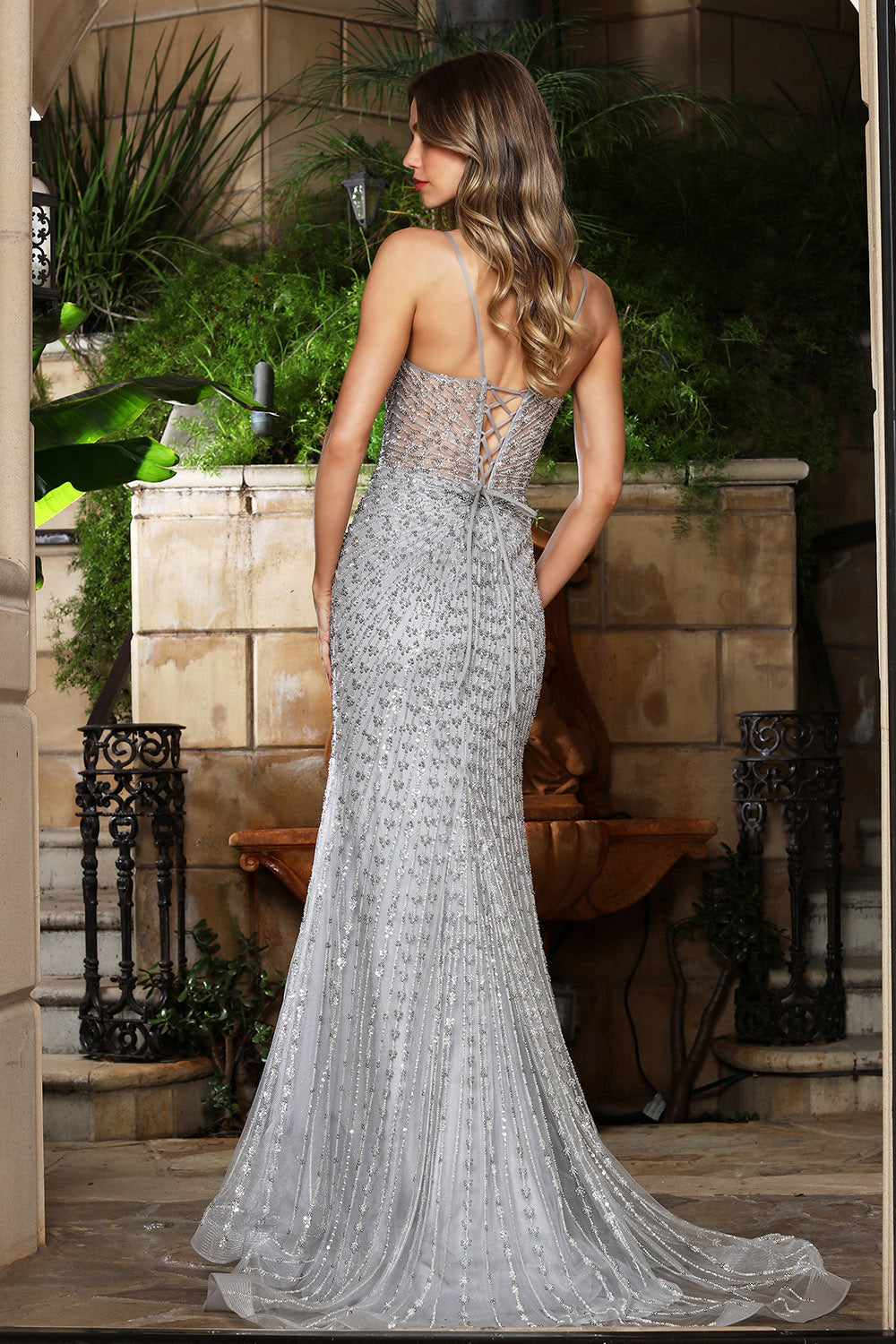 Beaded Fitted Formal Long Prom Dress Adora Design 3393