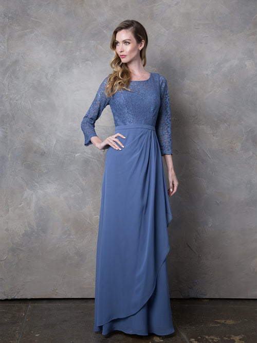 Mother of the Bride Dresses Long Mother of the Bride Lace Formal Dress Slate Blue