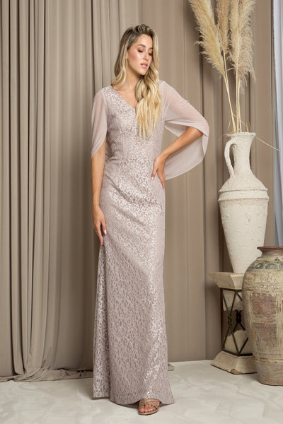 Eva USA 3471 Chiffon Cowl Back Mother of the Bride Long Dress - Dress