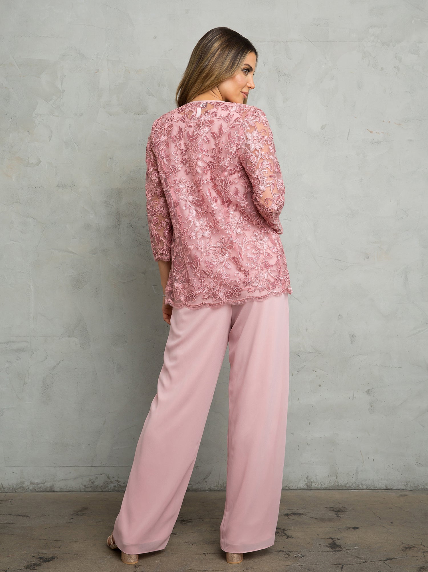 Eva USA 3483 Long Formal Floral Jacket Pant Suit