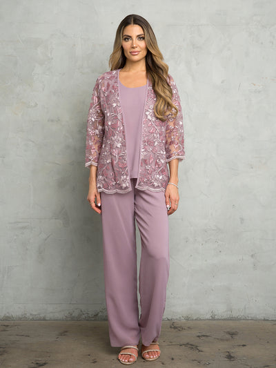 Eva USA 3483 Long Formal Floral Jacket Pant Suit