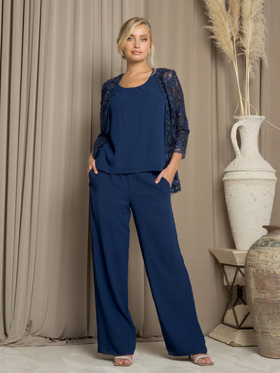 Eva USA 3483 Long Formal Floral Jacket Pant Suit