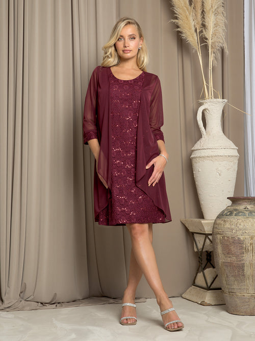 Vestido corto de dos piezas para madre de la novia Eva USA 3490