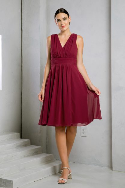 Sleeveless Ruched Waistband Chiffon A-Line Short Wedding Cocktail Dress by Eva USA 3495