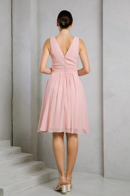 Sleeveless Ruched Waistband Chiffon A-Line Short Wedding Cocktail Dress by Eva USA 3495