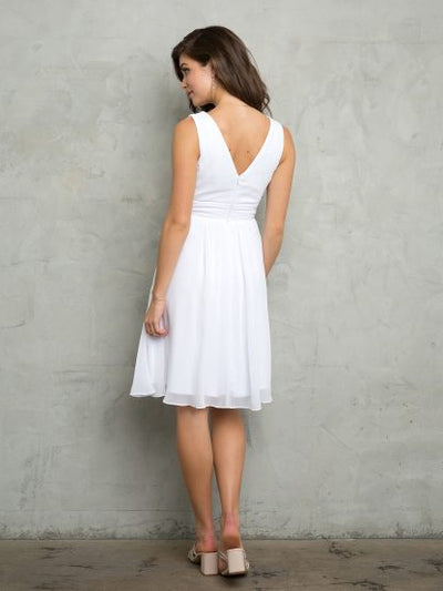 Sleeveless Ruched Waistband Chiffon A-Line Short Wedding Cocktail Dress by Eva USA 3495
