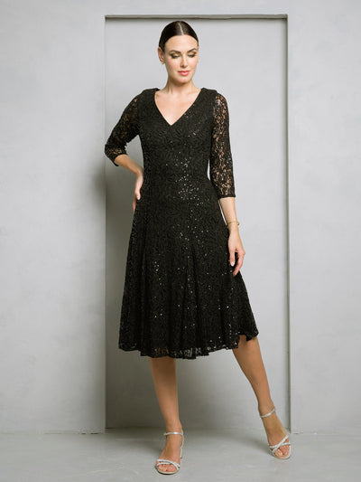 Mother of the Bride Dresses Short Sequin Mother of the Bride Lace Dress Black