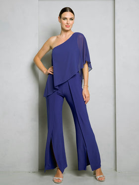 Eva Fashion 3499 One Shoulder Formal Jumpsuit with Slit