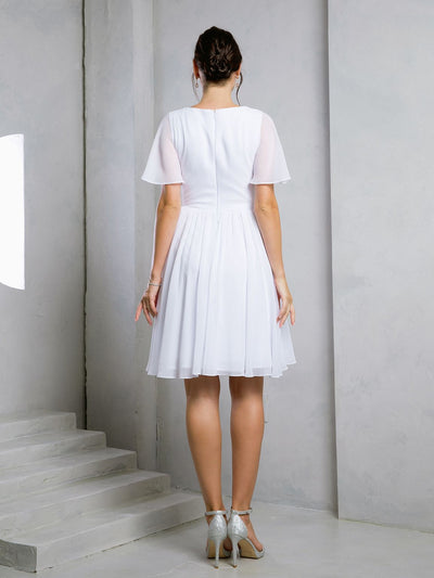 Eva USA EV3508 Structured Soft-Touch A-Line Dress with Tailored Seamwork