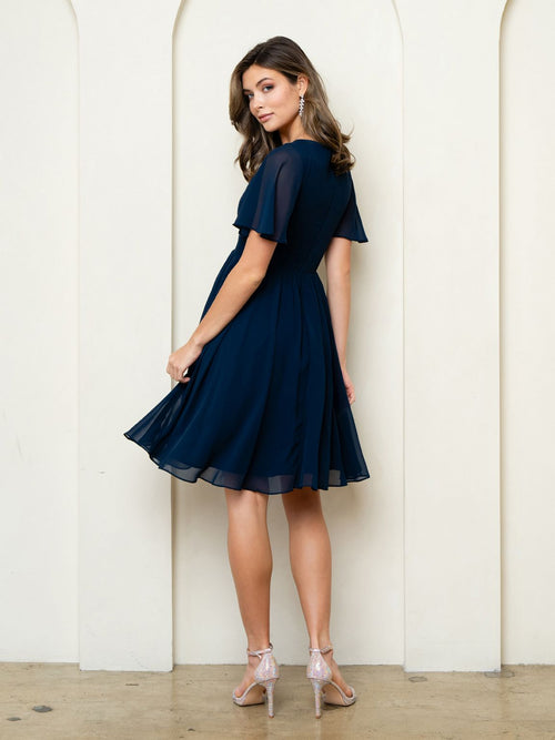 Eva USA EV3508 Structured Soft-Touch A-Line Dress with Tailored Seamwork