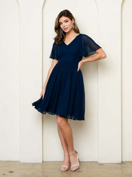 elegant simple wedding dresses Chiffon Beach with Wrap Sleeve AWD1453 in support and high Fabric Type: CREPE Girls Easter Dresses & Color:Shimmer Peri/Multi*