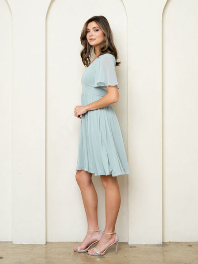 Eva USA EV3508 Structured Soft-Touch A-Line Dress with Tailored Seamwork