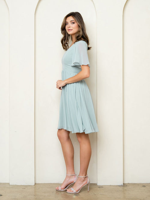 Eva USA EV3508 Structured Soft-Touch A-Line Dress with Tailored Seamwork