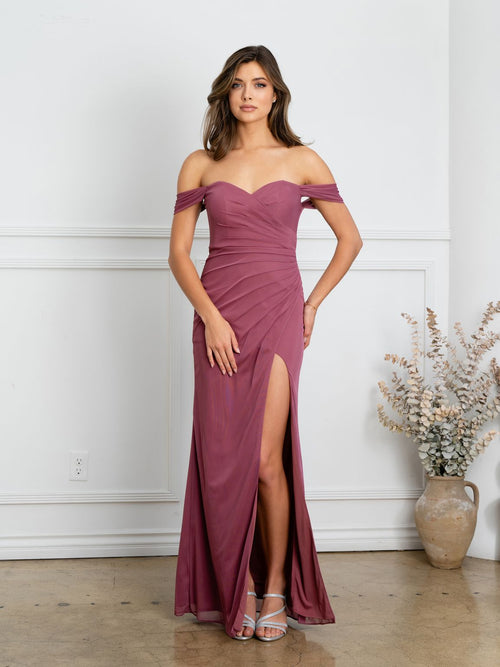 Prom Dresses Fitted Long Formal Slit Prom Dress Desert Rose