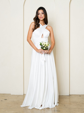 Eva USA EV3512 Minimalist A-Line Slit Dress with Smooth Lining