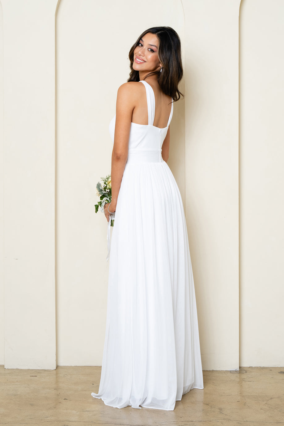 Eva USA EV3520 Minimalist Woven A-Line Long Dress with Soft Drape