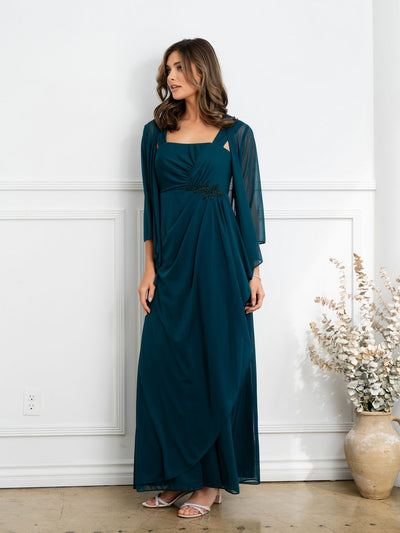 Eva USA EV3527 Two Piece Beaded Evening Set with Tailored Detailing Dress