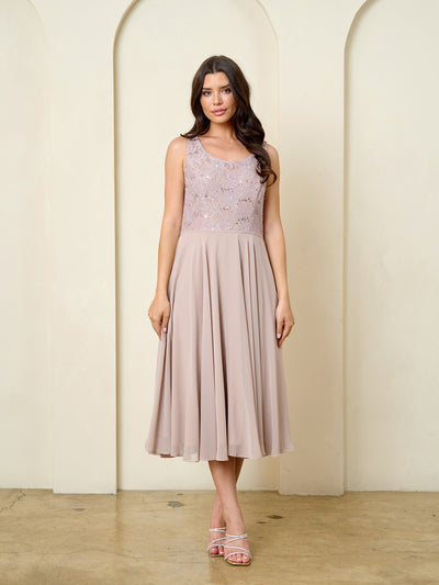 Sequin Lace Jacket Mother of the Bride Chiffon Dress with 3/4 Sleeve Jacket by Eva USA 3534