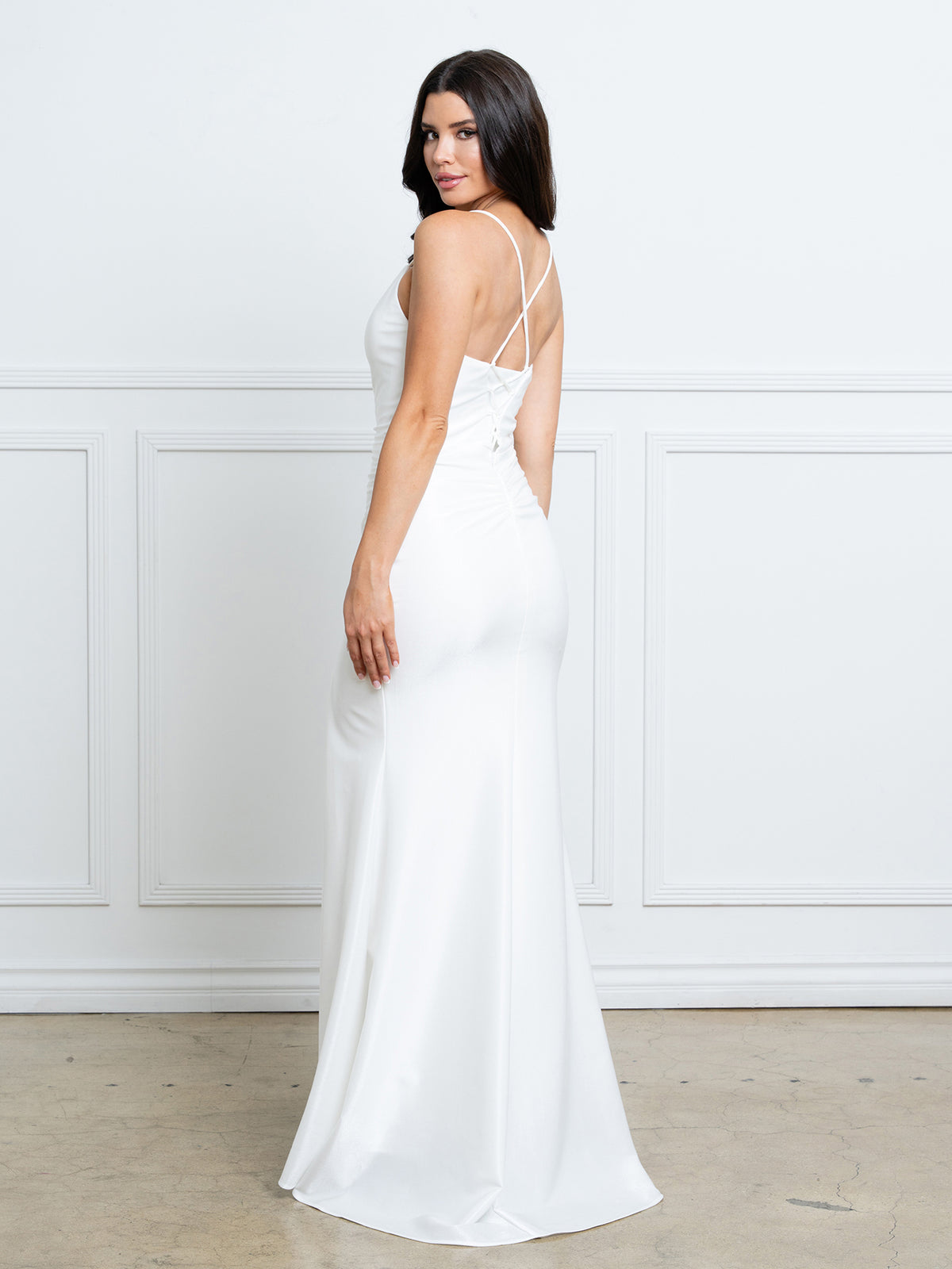 Sleeveless Mermaid Bridal Gown with Thigh Slit and Open Lace-Up Back Wedding Dress by Eva USA 3542