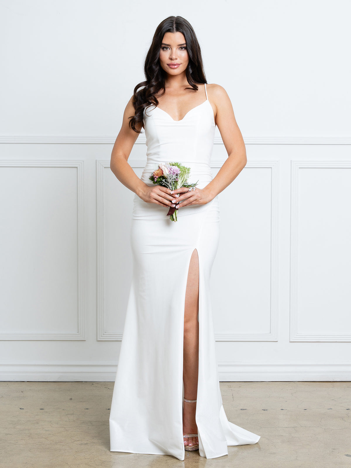 Sleeveless Mermaid Bridal Gown with Thigh Slit and Open Lace-Up Back Wedding Dress by Eva USA 3542