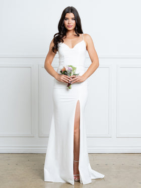 Sleeveless Mermaid Bridal Gown with Thigh Slit and Open Lace-Up Back Wedding Dress by Eva USA 3542