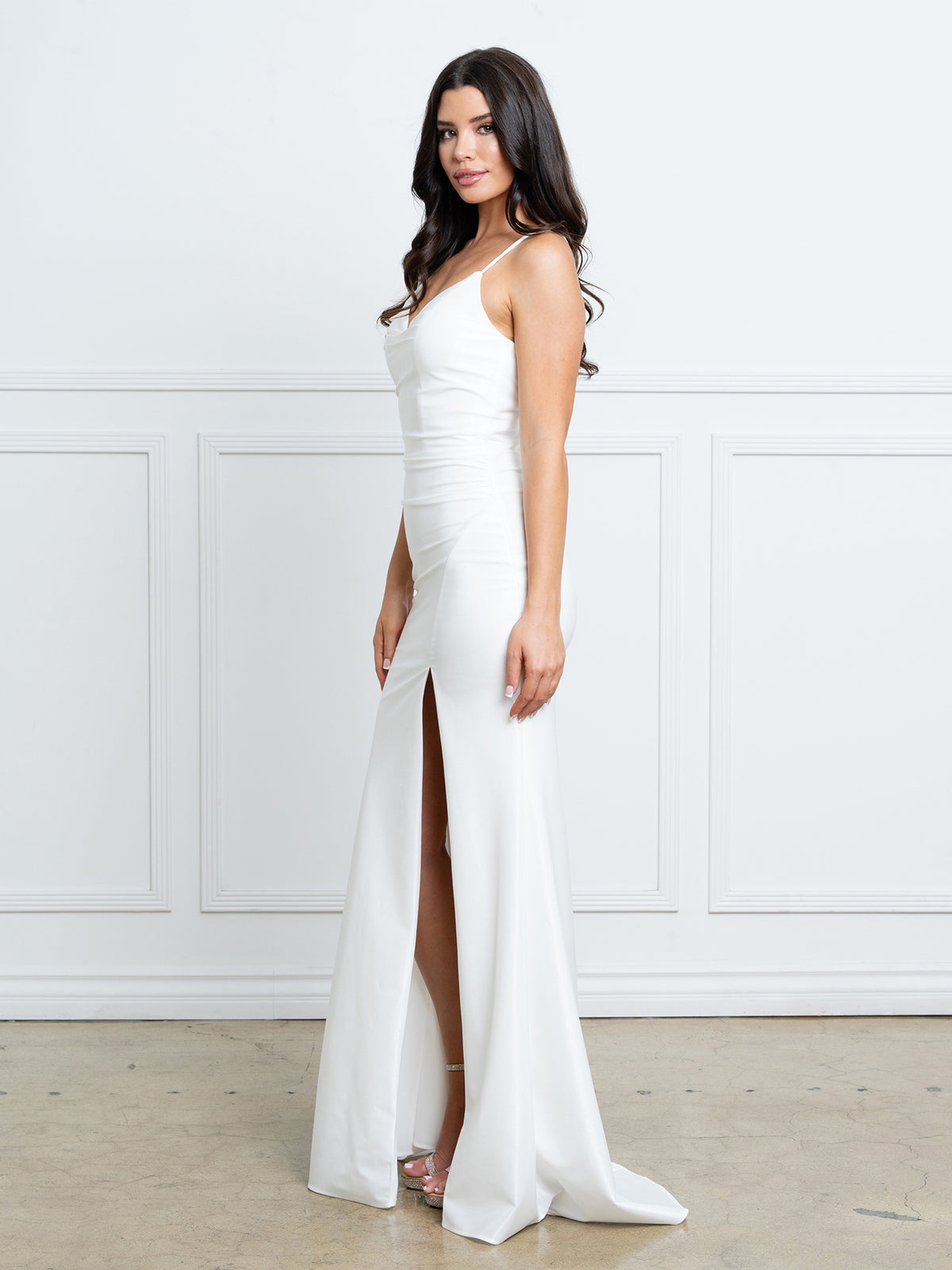 Sleeveless Mermaid Bridal Gown with Thigh Slit and Open Lace-Up Back Wedding Dress by Eva USA 3542