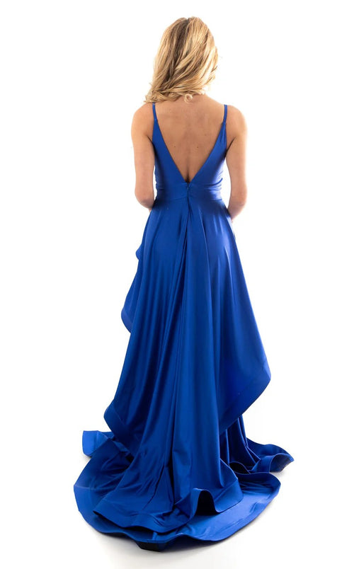 Jessica Angel JA359 Spaghetti Strap A-Line V-Back Court Train Jersey Dress
