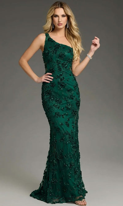 Jovani 38684 - One Shoulder Gown with 3D Appliques