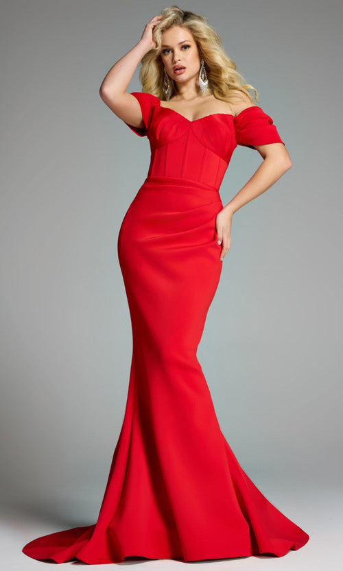 Jovani 36469 - Elegant Off-Shoulder Mermaid Gown
