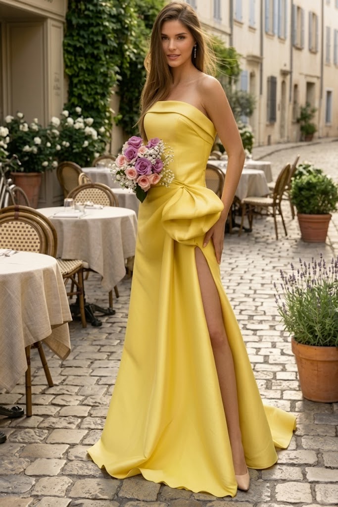 Terani Couture 2111P4019 Glamorous Evening Strapless Mermaid Slit Formal Taffeta Dress