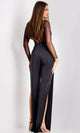 Sleek Sheer Rhinestone Jumpsuit by Jovani