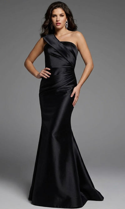 Sleek Satin One Shoulder Mermaid Gown by Jovani 39649