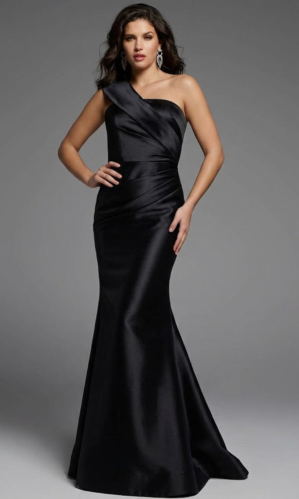 Sleek Satin One Shoulder Mermaid Gown by Jovani 39649