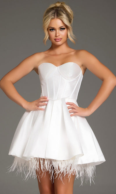 Jovani 36979 - Elegant Feather Hem Dress for Celebrations