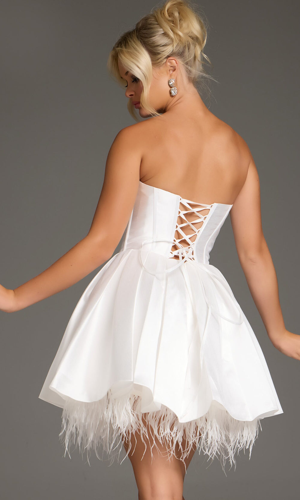 Jovani 36979 - Elegant Feather Hem Dress for Celebrations