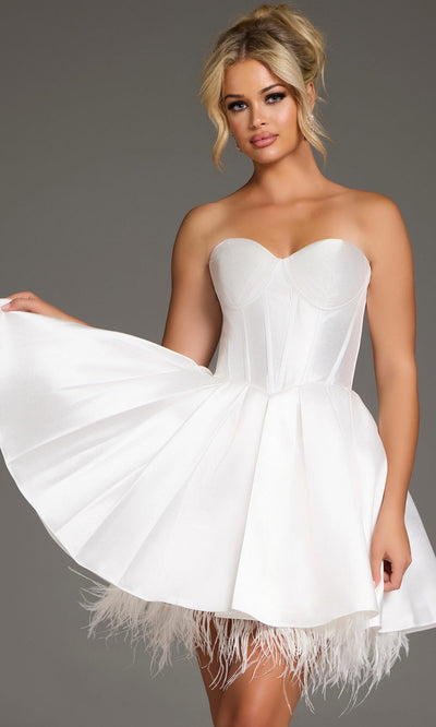 Jovani 36979 - Elegant Feather Hem Dress for Celebrations