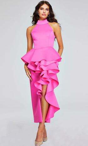 Cascading Ruffle Peplum Dress by Jovani 37090
