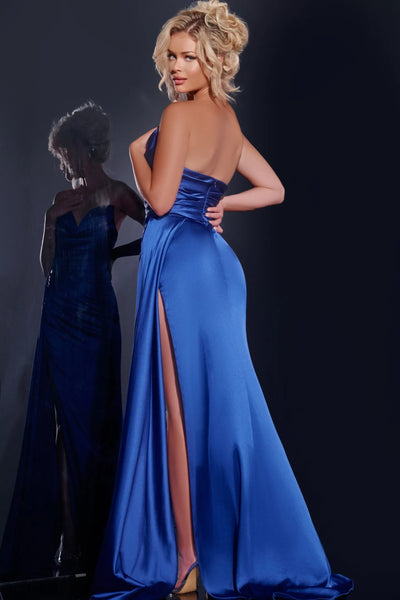 Strapless Satin Gown with a Sweetheart Neckline and Corset Back Formal Dress by Jovani 37150