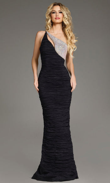 Jovani 37267 - Sleeveless One Shoulder Ruched Gown