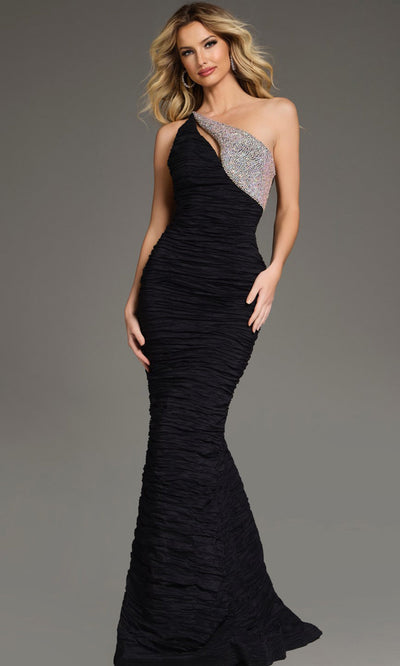 Jovani 37267 - Sleek One Shoulder Ruched Evening Gown