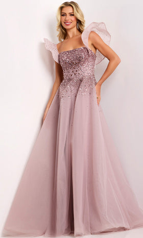 Jovani Flutter Sleeve Embellished Gown